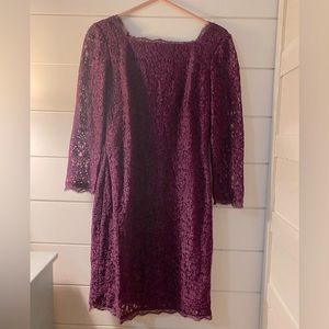 Adrianna Papell Purple Lace Sheath Dress 10